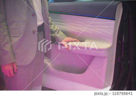 Modern Car Door Control Panel with Window Switches for convenience and functionality 128798641