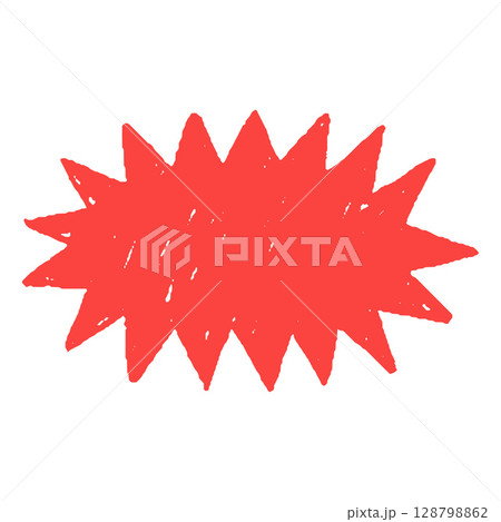 Red crayon sketch round vector shape with zigzag outline, scribble figure chalk pencil texture, doodle comic text box Red crayon sketch round vector shape with zigzag outline, scribble figure chalk pencil texture, doodle comic text box 128798862