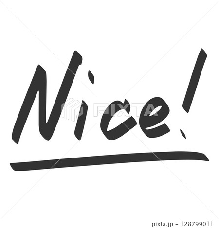 Black marker grade of exam and test result, vector hand drawn Nice comment with underline, school teacher praise mark 128799011