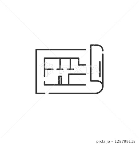 シンプルな設計図のベクターアイコン (不動産、建築) シンプルな設計図のベクターアイコン (不動産、建築) 128799118