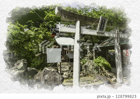 水彩画風 徳島市寺町周辺 春日神社 豊玉比賣神社 徳島県徳島市 水彩画風 徳島市寺町周辺 春日神社 豊玉比賣神社 徳島県徳島市 128799823