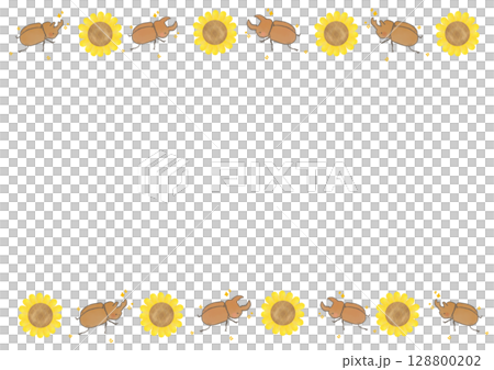Simple sunflower, beetle and stag beetle frame 128800202