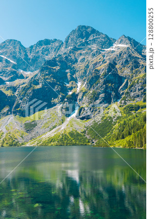 Scenic Mountain Lake View in Summer 128800255