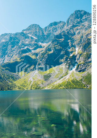 Scenic Mountain Lake View in Summer 128800256