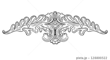 Design element engraved ornate baroque vector illustration 128800322