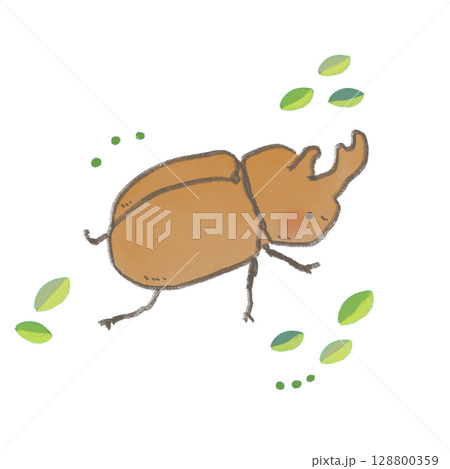 かわいいカブトムシのイラスト かわいいカブトムシのイラスト 128800359