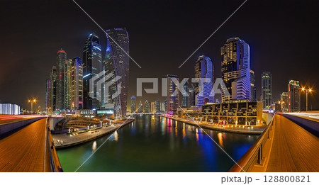 Dubai Marina skyline night cityscape Dubai Marina skyline night cityscape 128800821