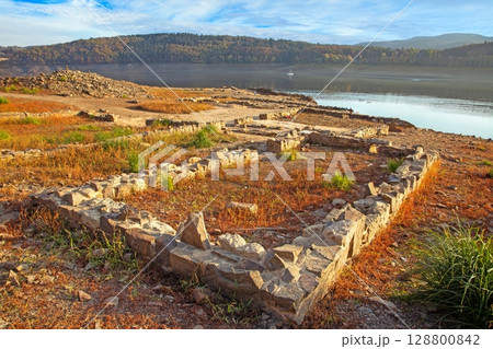 Ruins of submerged village at Edersee Ruins of submerged village at Edersee 128800842