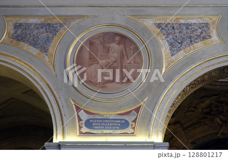Fresco painting in Church of St Lawrence at Lucina, Rome, Italy 128801217