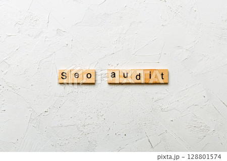 seo audit word written on wood block. seo audit text on table, concept 128801574