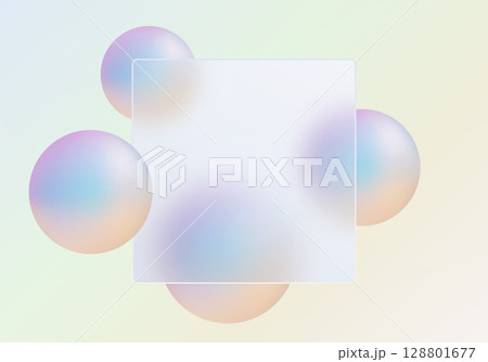 Glassmorphism pastel banner with holographic spheres 128801677