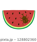 スイカを食べるカブトムシのイラスト 128802360