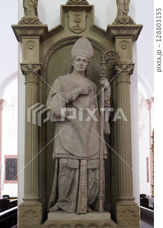 Tomb memorial for Bishop Georg Anton von Stahl in Wurzburg Cathedral dedicated to Saint Kilian, Bavaria, Germany 128803155