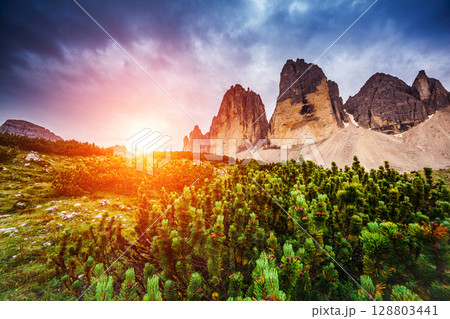 mountains landscape at sunset 128803441