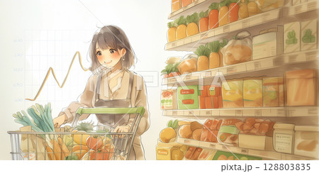 買い物中の女の子 128803835