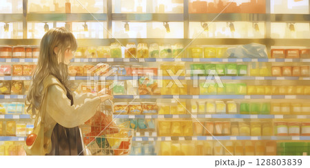 買い物中の女の子 128803839