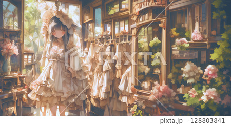 買い物中の女の子 128803841