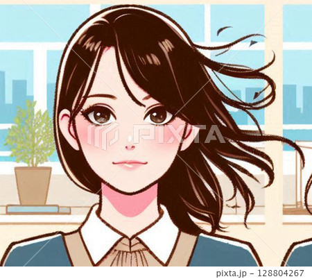 日本人若者女性笑顔イラスト!10代、20代、30代、40代ぐらいのヤング世代!アルバイト仕事AIOL 日本人若者女性笑顔イラスト!10代、20代、30代、40代ぐらいのヤング世代!アルバイト仕事AIOL 128804267