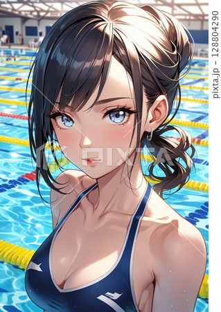 プールでの美女 128804290