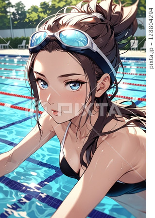 プールでの美女 128804294