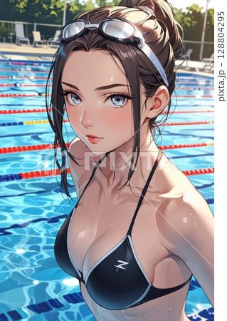 プールでの美女 128804295