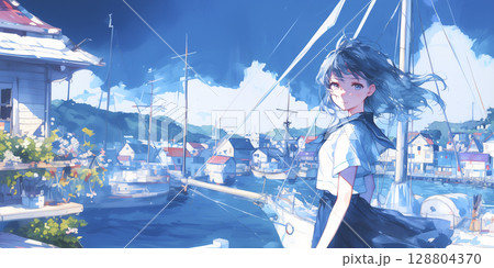 港町の女の子 128804370