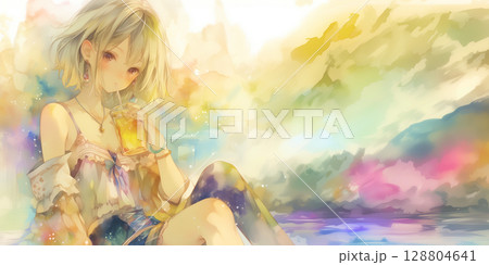 ジュースを飲む女の子 128804641