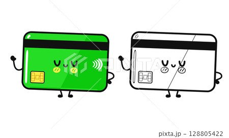 Happy cartoon credit cards, perfect for finance, shopping, and online payments. Happy cartoon credit cards, perfect for finance, shopping, and online payments. 128805422