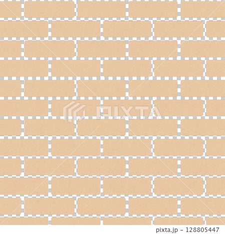 Beige brick wall texture material (seamless, background, wallpaper) 128805447