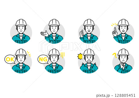 作業員の男性のアイコンセット 128805451