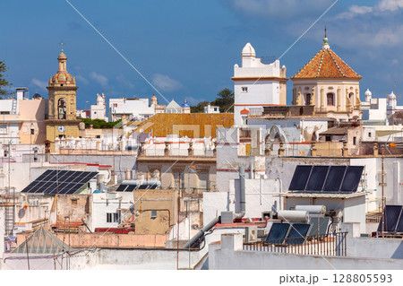 Rooftops and historic towers in Cadiz, Spain on a sunny day Rooftops and historic towers in Cadiz, Spain on a sunny day 128805593