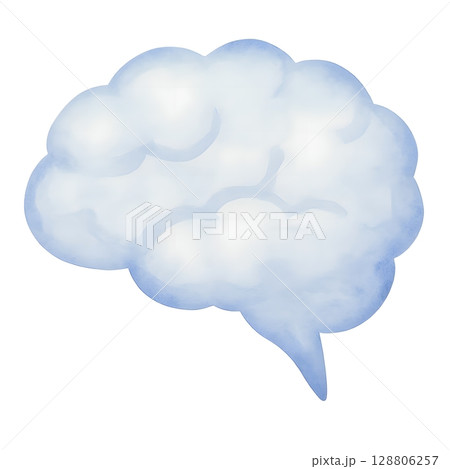 創造性やコミュニケーションやメンタルヘルスを象徴する淡いブルートーンの脳型水彩吹き出しイラスト 創造性やコミュニケーションやメンタルヘルスを象徴する淡いブルートーンの脳型水彩吹き出しイラスト 128806257