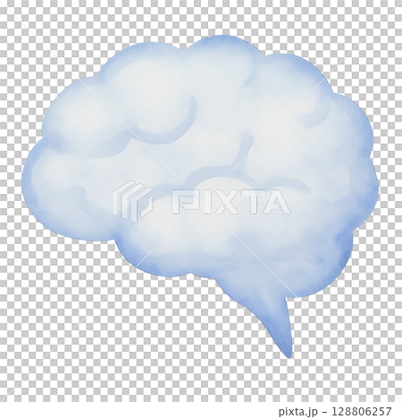 創造性やコミュニケーションやメンタルヘルスを象徴する淡いブルートーンの脳型水彩吹き出しイラスト 創造性やコミュニケーションやメンタルヘルスを象徴する淡いブルートーンの脳型水彩吹き出しイラスト 128806257