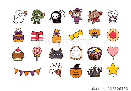 ハロウィンのアイコンセット 128806558