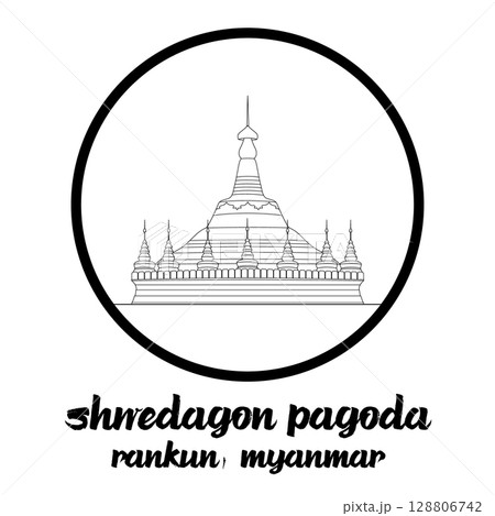 Circle Icon Shwedagon pagoda. Vector illustration Circle Icon Shwedagon pagoda. Vector illustration 128806742