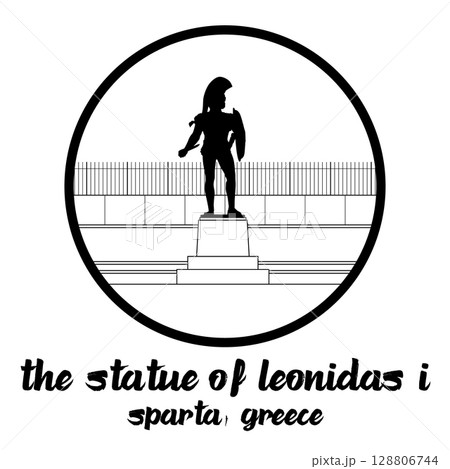 Circle Icon The Statue of Leonidas I. Vector illustration 128806744