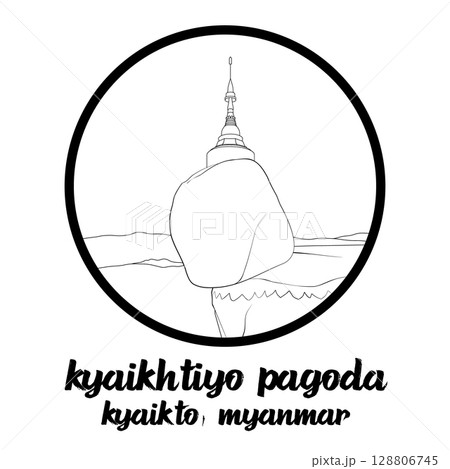 Circle Icon Kyaiktiyo Pagoda. Vector illustration 128806745