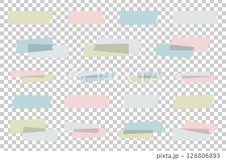 Masking tape, hand-drawn style, vector, illustration, multiple, decoration, ornament, material, stationery, no lines, pop 128806893