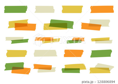 マスキングテープ 手描き風 ベクター イラスト 複数 装飾 飾り 素材 文房具 線なし ポップ マスキングテープ 手描き風 ベクター イラスト 複数 装飾 飾り 素材 文房具 線なし ポップ 128806894