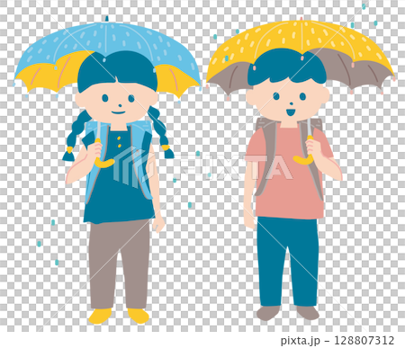 雨降り小学生 128807312