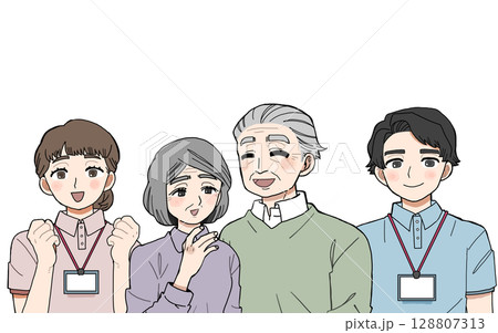 高齢者と介護職員 128807313
