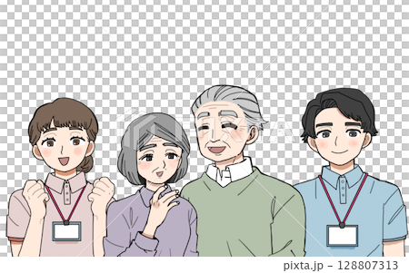 Elderly people and caregivers 128807313