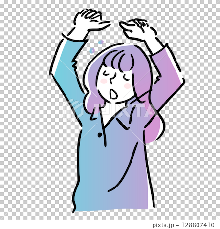 一個昏昏欲睡的女人伸展線條畫簡單的插圖早晨夜晚 一個昏昏欲睡的女人伸展線條畫簡單的插圖早晨夜晚 128807410