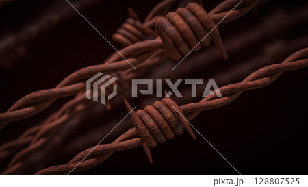 The Barbed wire Rusty for Abstract Background 3d Rendering. 128807525