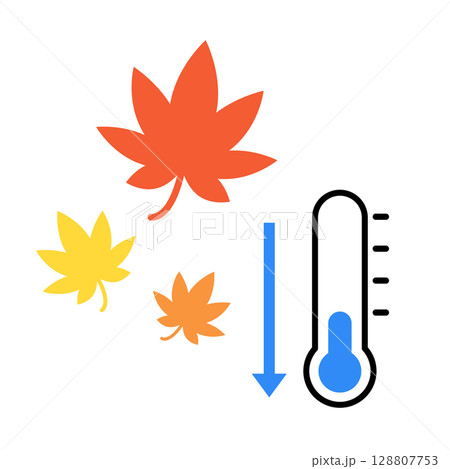 気温低下 紅葉 ベクターイラスト 128807753