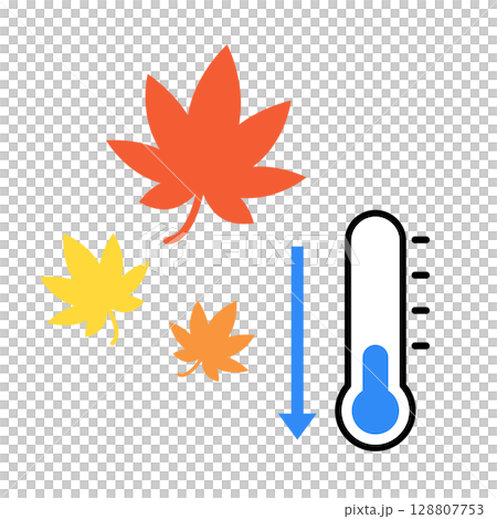 気温低下 紅葉 ベクターイラスト 128807753