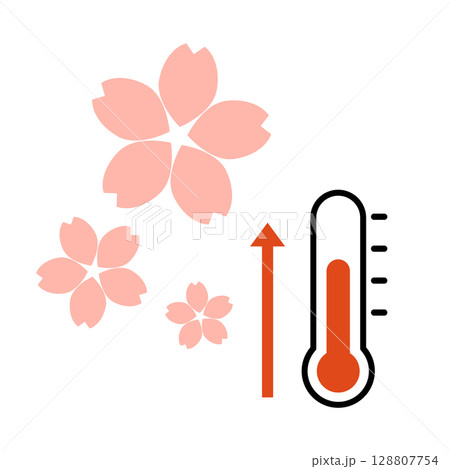 気温上昇 桜開花 ベクターイラスト 128807754