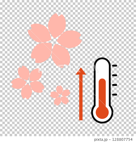 気温上昇 桜開花 ベクターイラスト 128807754