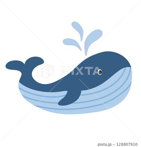 Big blue whale cartoon animal design biggest mammal on the earth 128807910