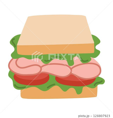 sandwich with meat and cheese, Fast food sandwich with meat and cheese, Fast food 128807923
